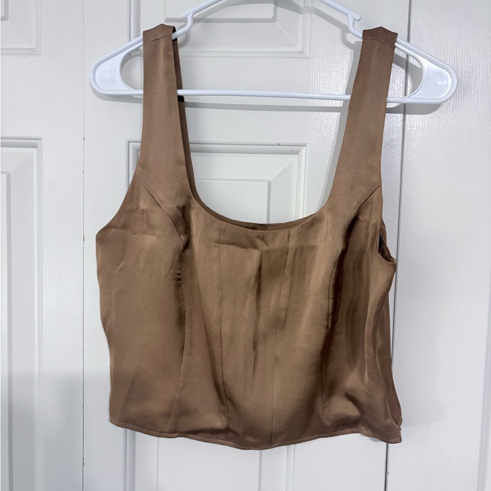 Express Satin Brown Camisole Top with matching Capri Pants